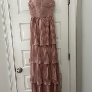 Pink Strapless Tiered Dress